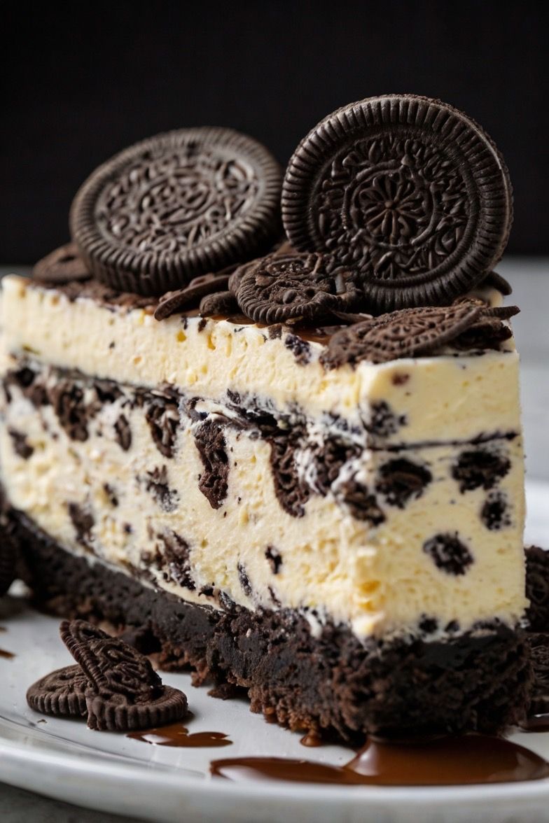 No-Bake Oreo Cheesecake with Chocolate Cookie Crust