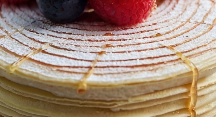 Classic Mille Crepe Cake with Berries and Maple Drizzle