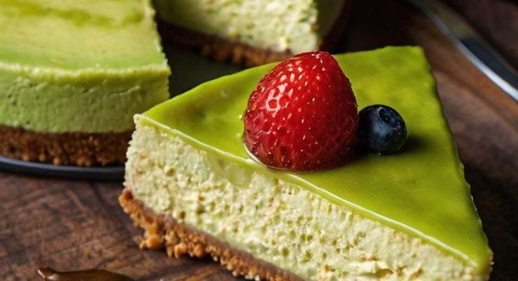 No-Bake Creamy Matcha Cheesecake with Fresh Berries