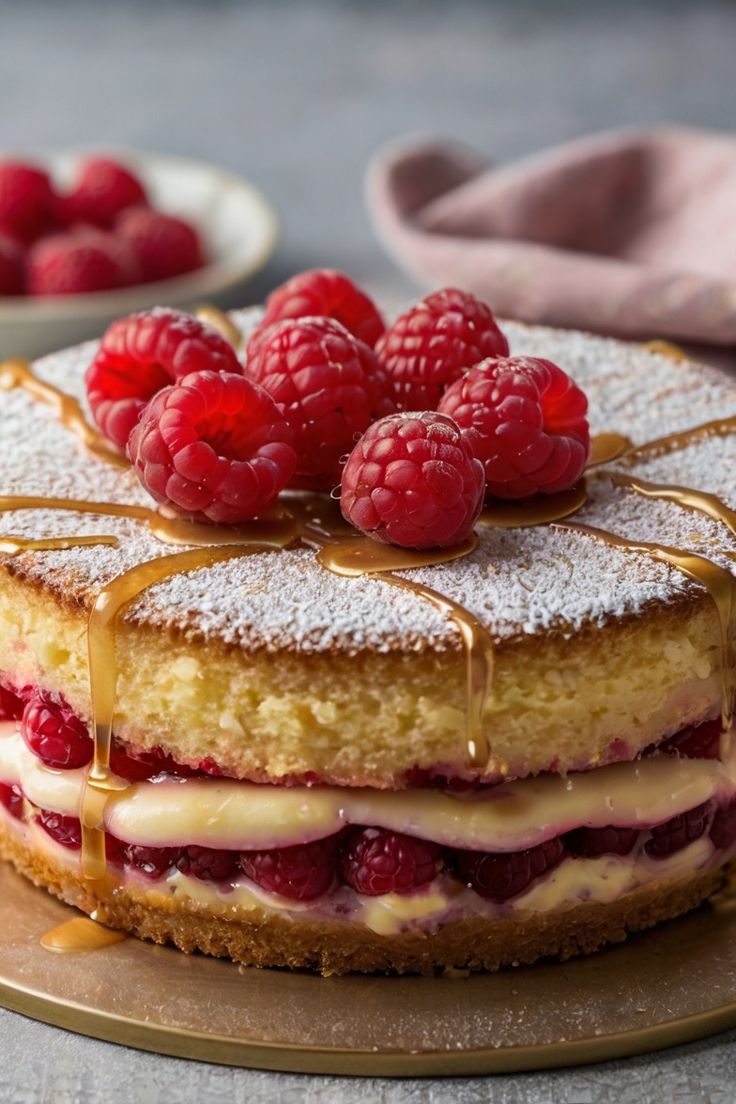 Delicious Raspberry Layer Cake with Cream Filling