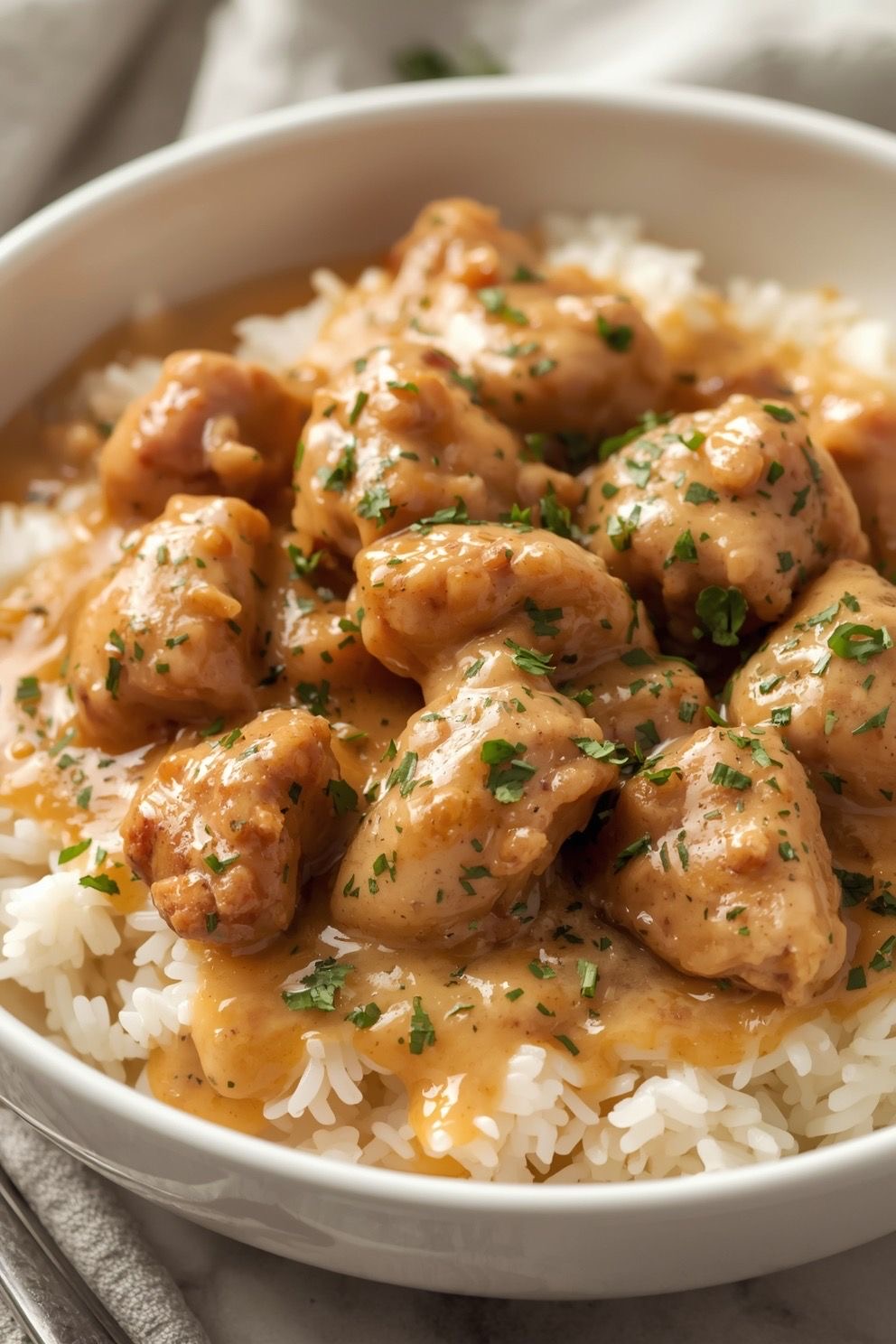 Creamy Garlic Chicken with Rice