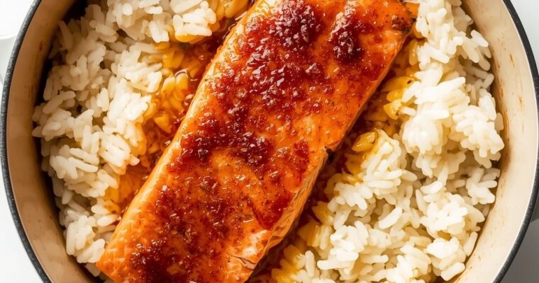One Pot Salmon and Rice with Savory Sauce