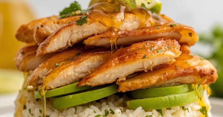 Honey Glazed Chicken with Rice and Avocado
