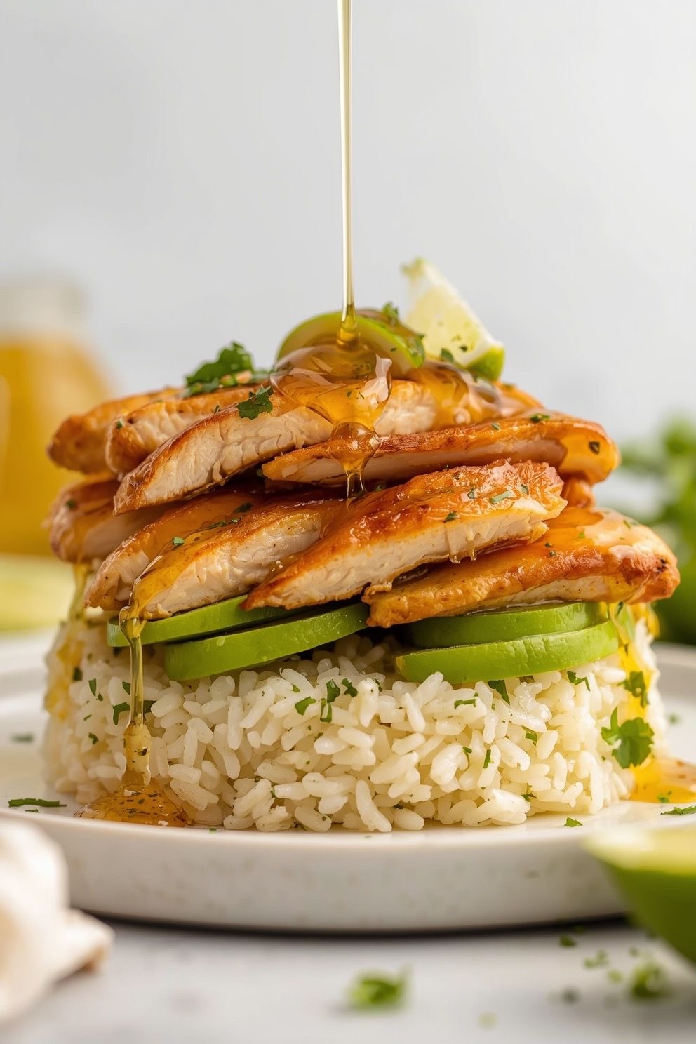 Honey Glazed Chicken with Rice and Avocado