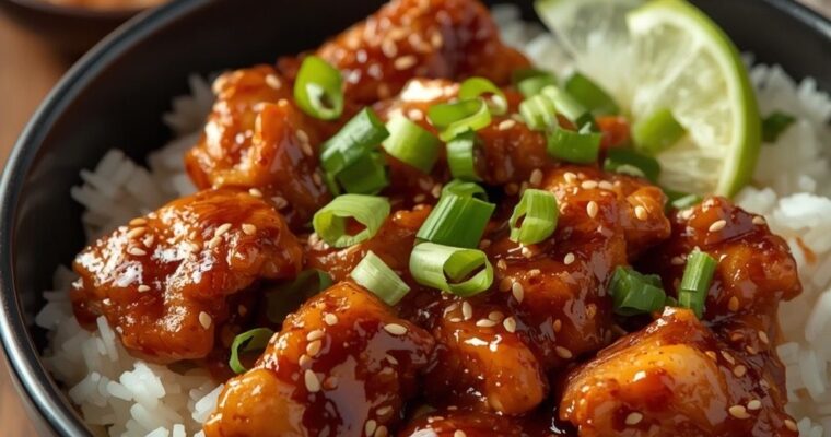 Sticky Honey Garlic Teriyaki Chicken with Rice Bowl