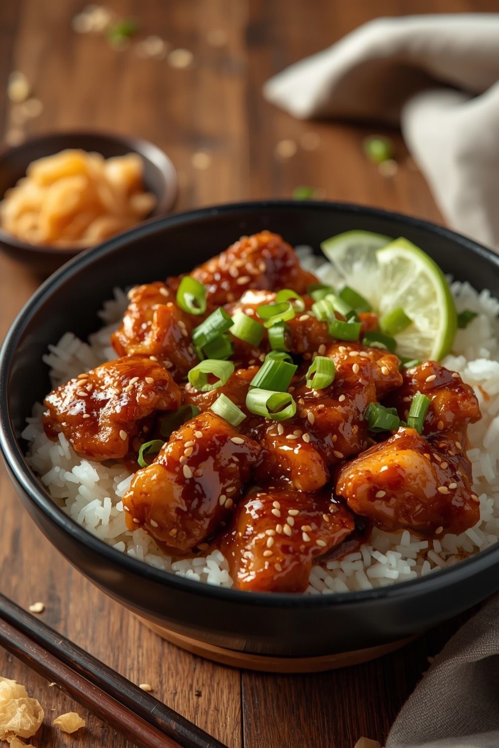 Sticky Honey Garlic Teriyaki Chicken with Rice Bowl