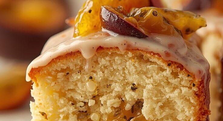 Moist Passion Fruit Cake with Glazed Topping