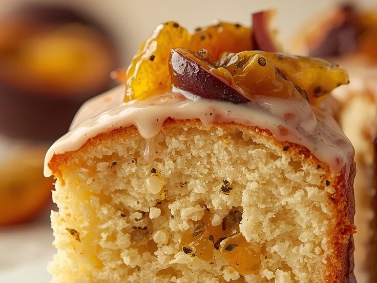 Moist Passion Fruit Cake with Glazed Topping