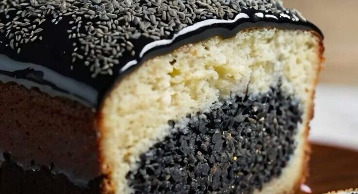 Poppy Seed Loaf Cake with Chocolate Glaze