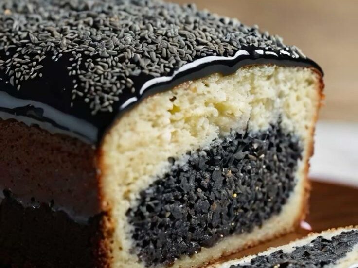 Poppy Seed Loaf Cake with Chocolate Glaze