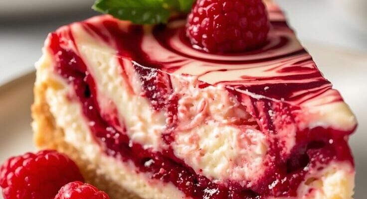 Raspberry Swirl Cheesecake with Buttery Graham Cracker Crust