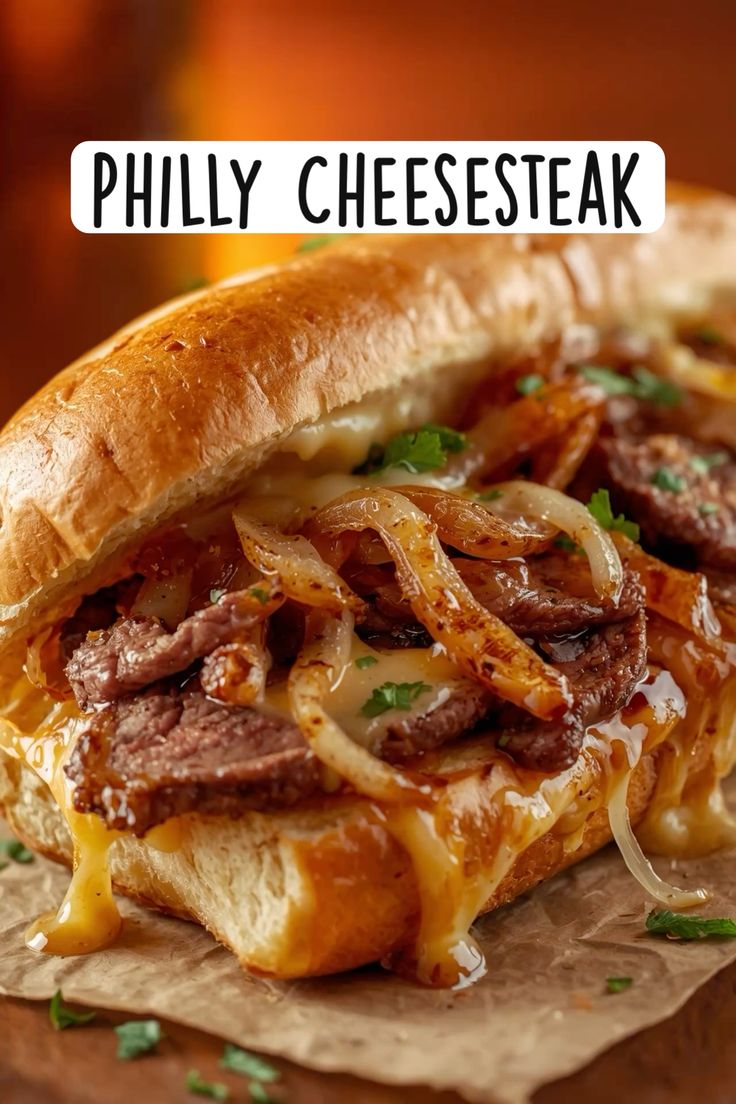 Authentic Philly Cheesesteak – Juicy Beef, Melted Cheese & Caramelized Onions
