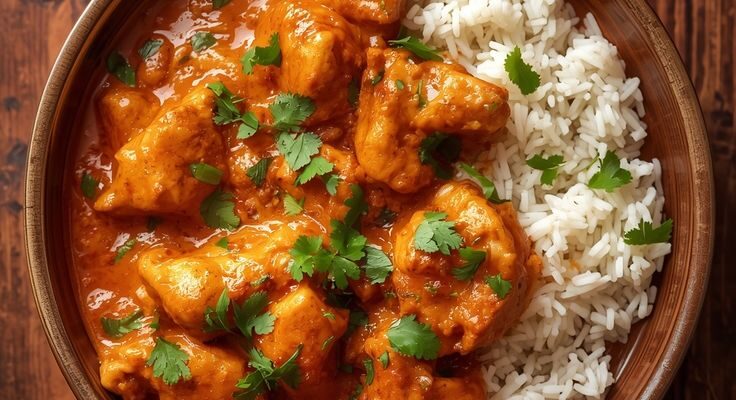 Homemade Butter Chicken with Aromatic Basmati Rice: Rich, Creamy, and Perfectly Spiced